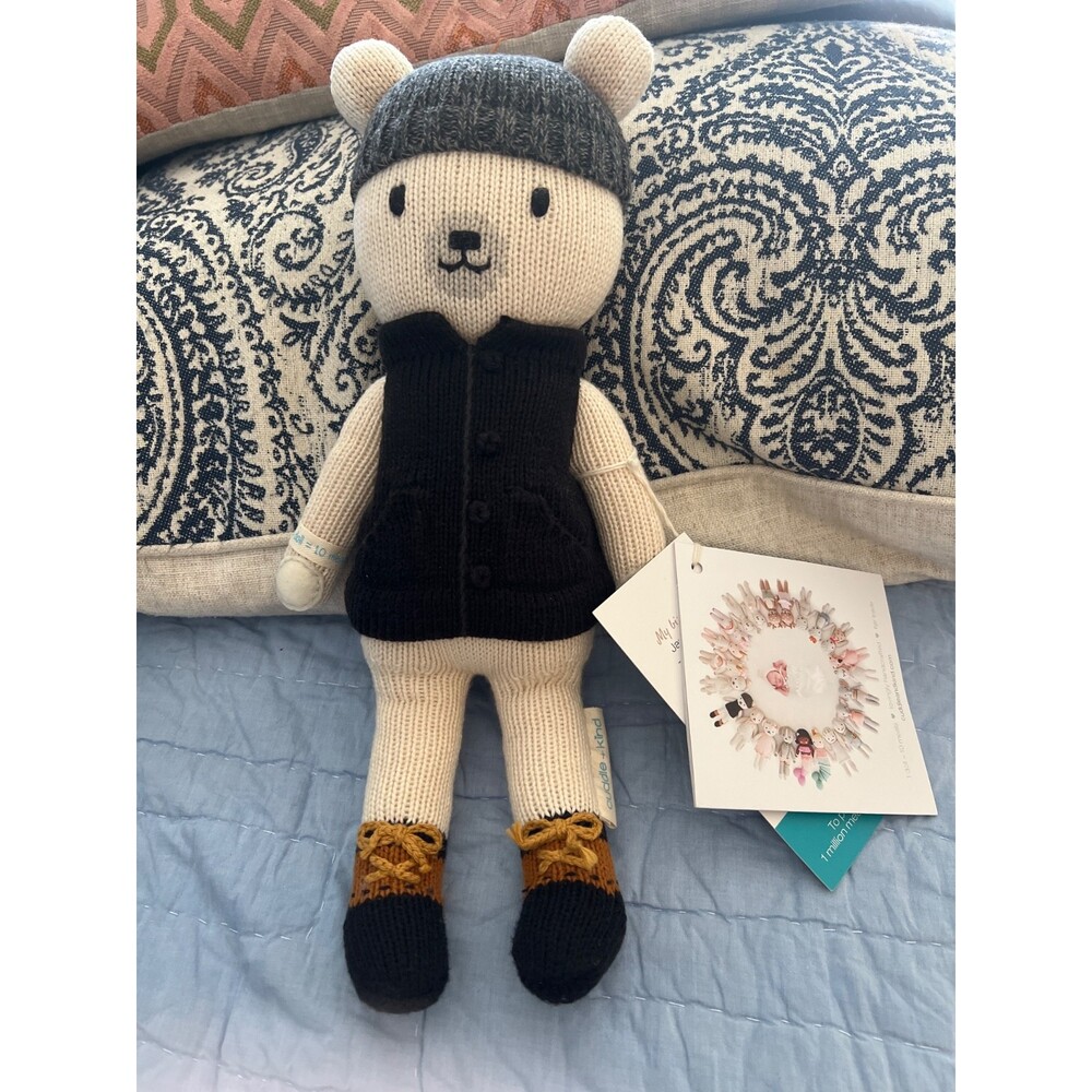 Cuddle + Kind Hudson The Polar Bear Plush Handmade Knitted Nursery Soft Doll 20"